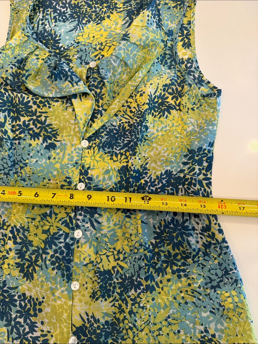 Pendleton Yellow & Teal Floral Ruffle-Front Button Tank - Picture 6 of 8